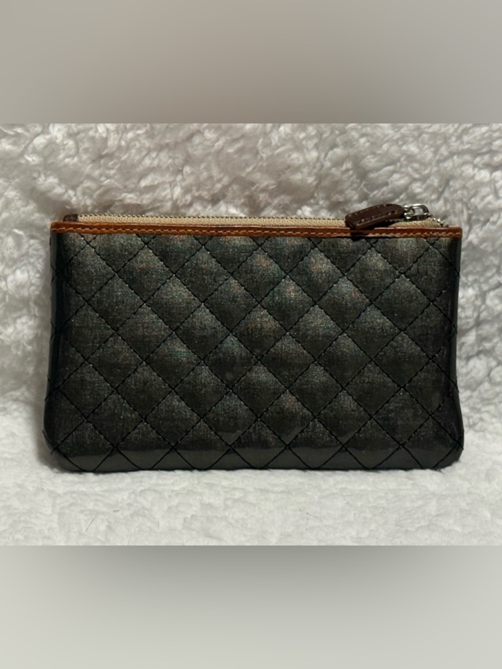 Consuela Candy Crush Quilted Gray Slim Wallet with Tan Trim - Picture 2 of 3